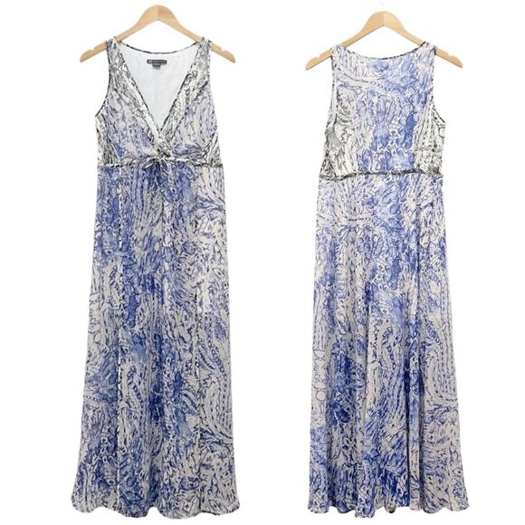 A/X Armani Exchange Blue Snake Print Overlay Long Maxi Dress Women’s Size 4 - Picture 1 of 11